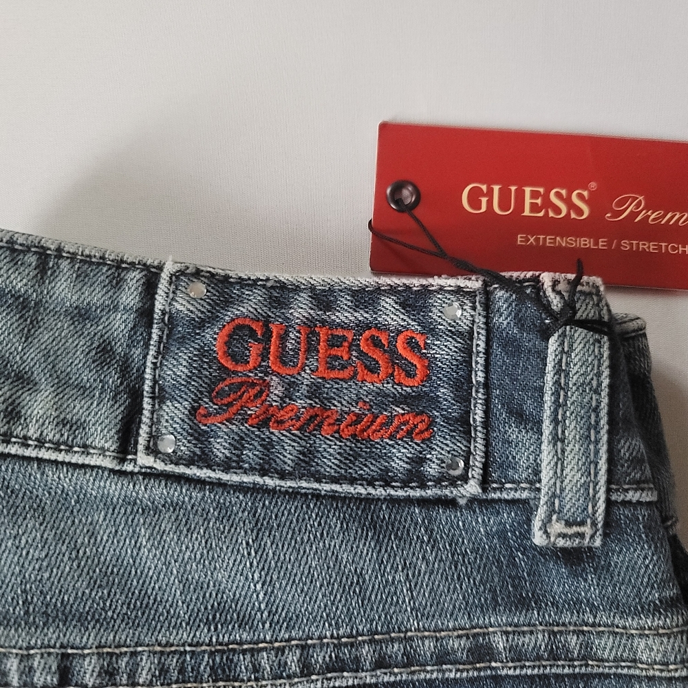 NWT Vintage Guess Premium Rhinestone Embellished Stretch Low Rise Jeans, Sz. 24 - Picture 3 of 16